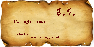 Balogh Irma névjegykártya