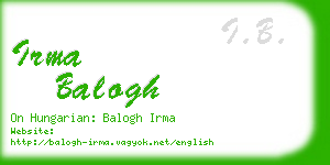 irma balogh business card